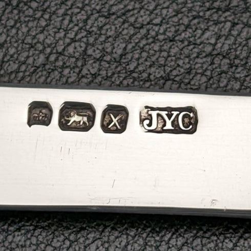 1890 年英國古董白珍珠貝殼手柄純銀刀片折疊筆刀